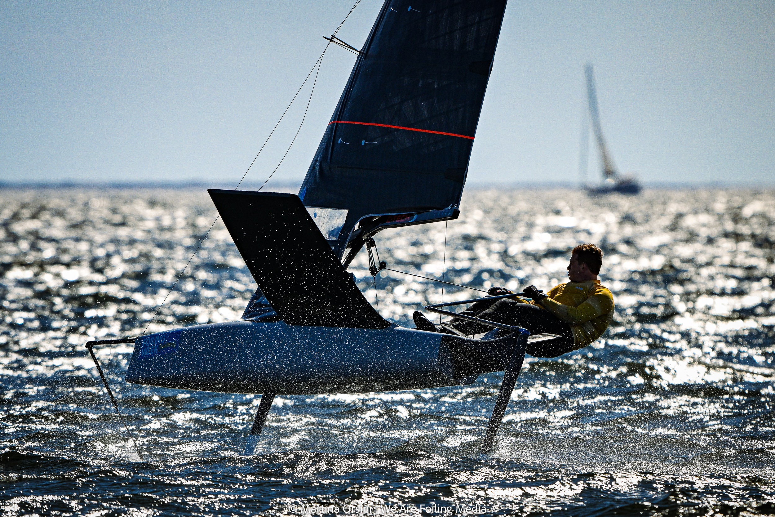 Athlete on his boat during the Foiling Week in Pensacola