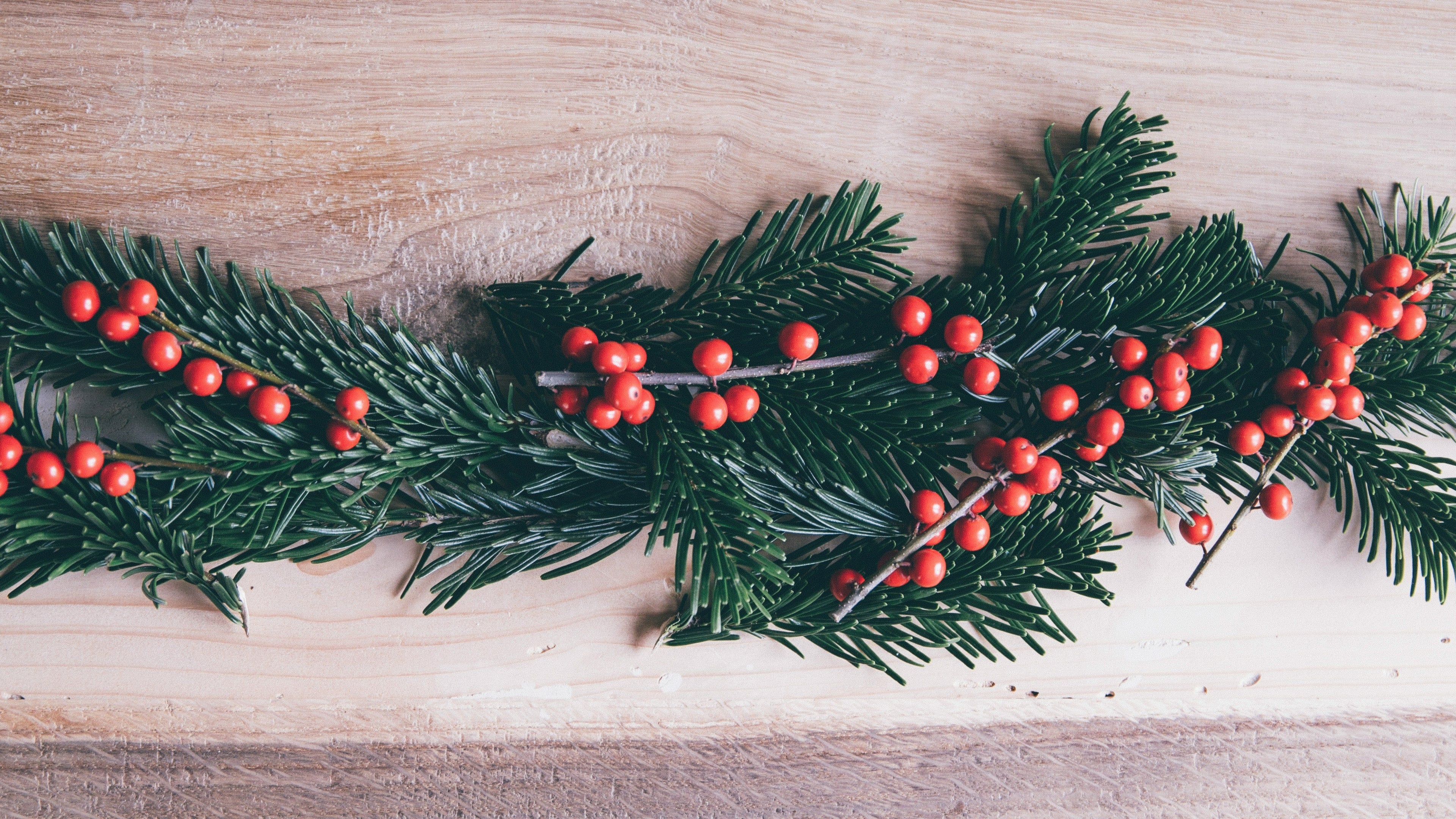 Mistletoe wreath placed on a table during the Christmas season